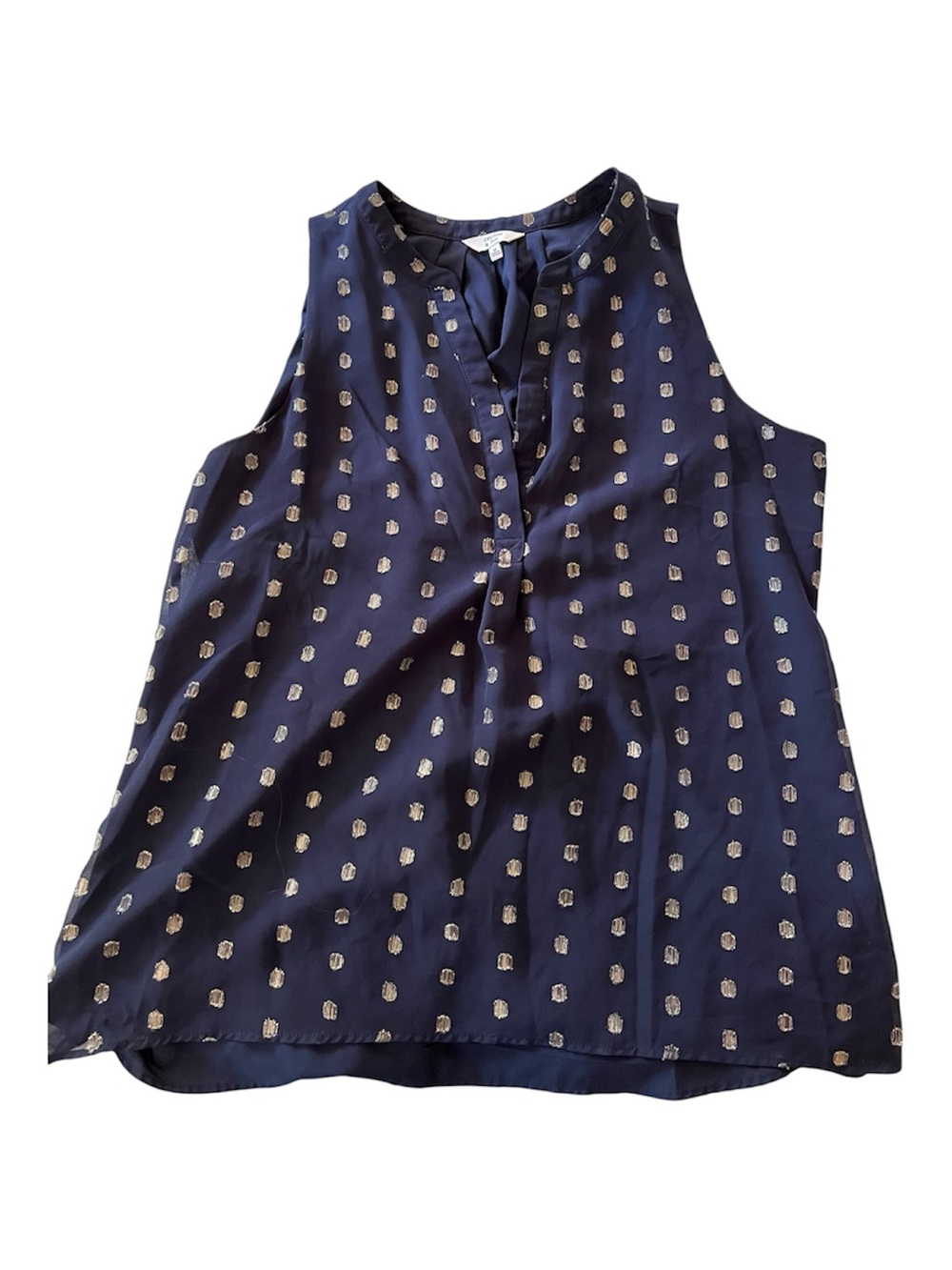 crown & ivy Navy Sleeveless V-Neck Camisole with Metallic Dot Accents